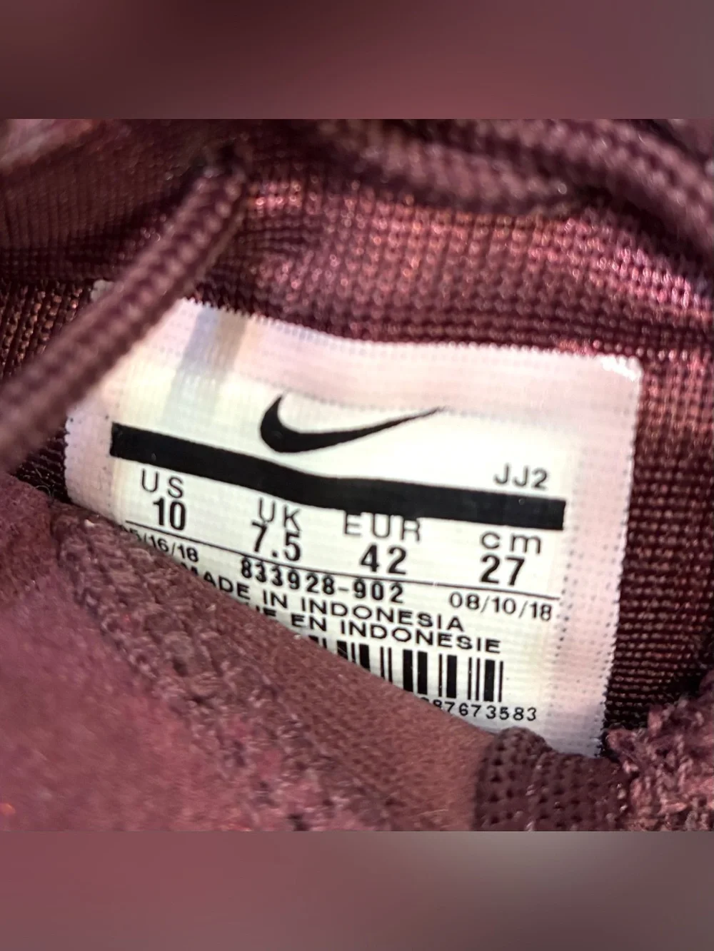 Nike Roshe One Premium Sneakers Red Burgundy Metallic Women’s US 10 EU 42 27cm